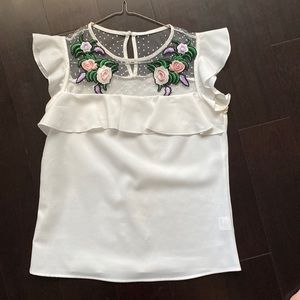 Cute lace embellished white top